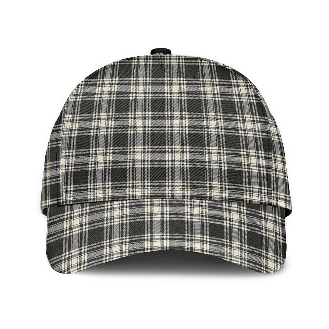 Menzies Black White Ancient Tartan Plaid Classic Cap