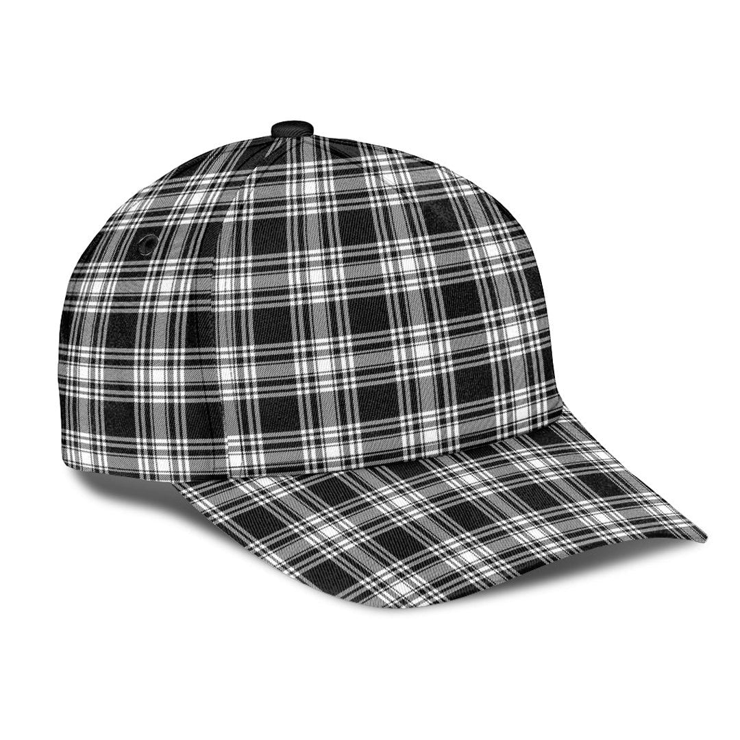 Menzies Black White Modern Tartan Plaid Classic Cap