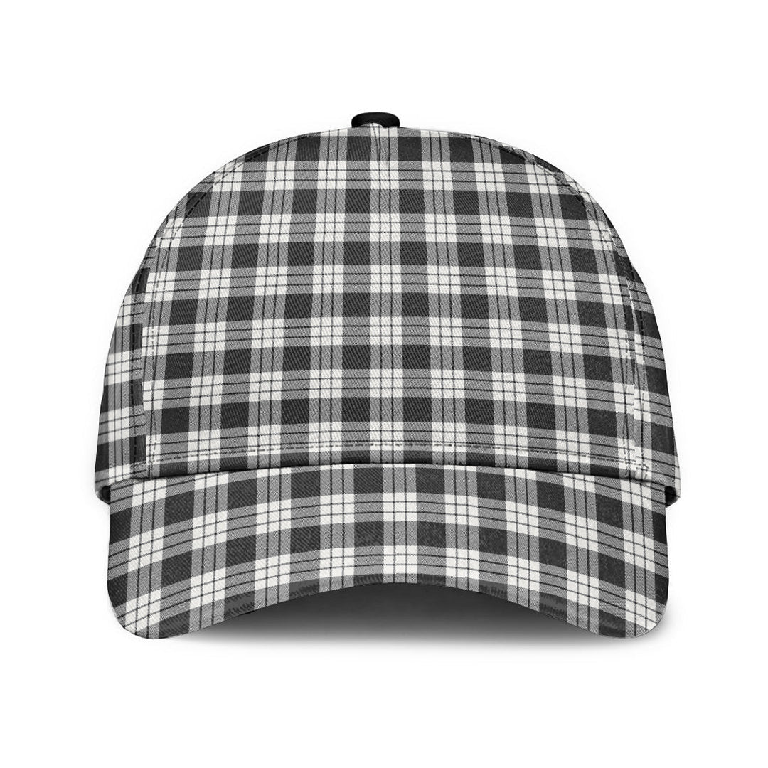 MacFarlane Black White Ancient Tartan Plaid Classic Cap