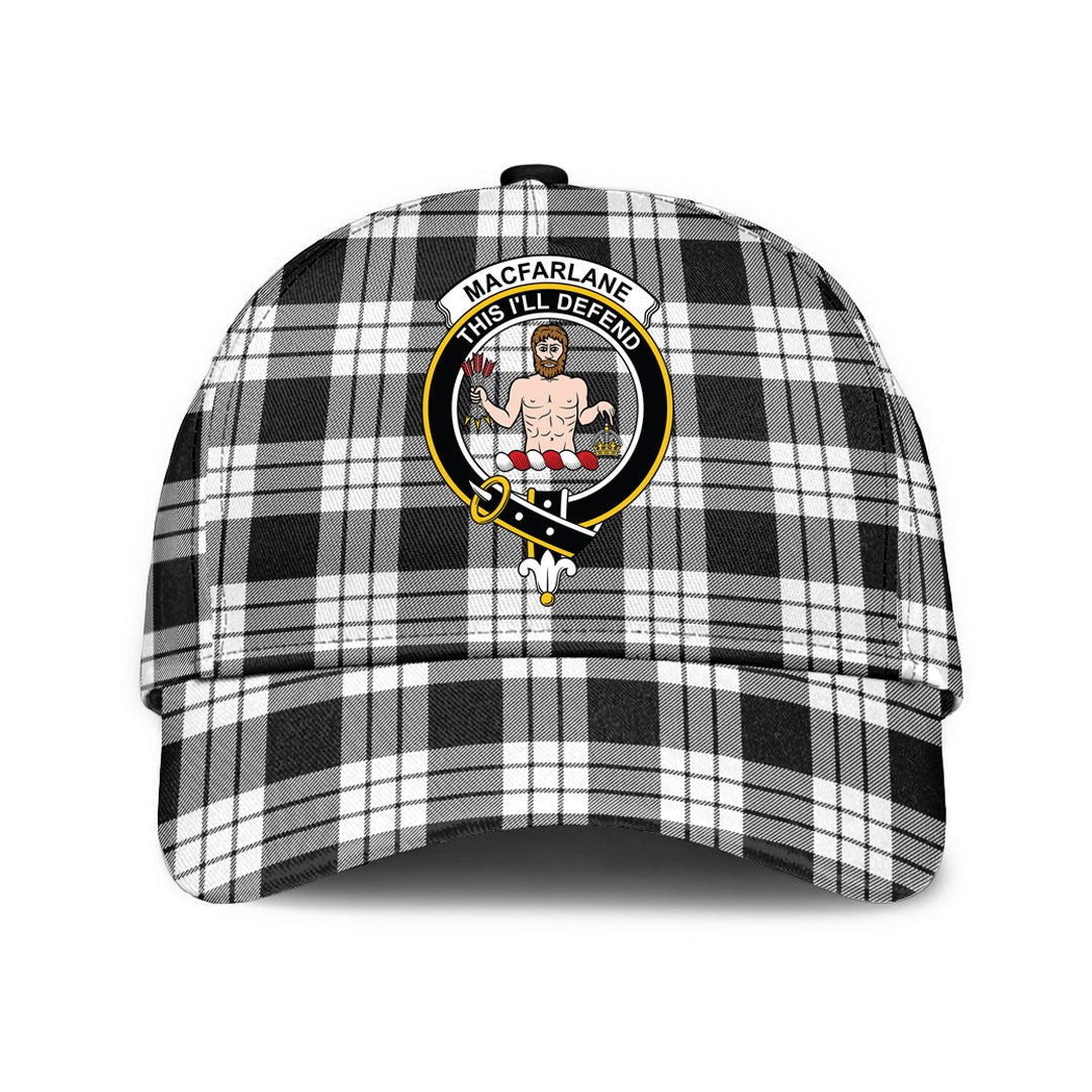 MacFarlane Black White Tartan Crest Classic Cap