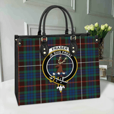 Fraser Hunting Ancient Tartan Crest Leather Bag
