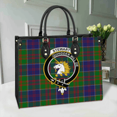 Stewart of Appin Hunting Modern Tartan Crest Leather Bag
