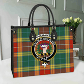 Buchanan Old Sett Tartan Crest Leather Bag