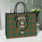 Menzies Green Ancient Tartan Crest Leather Bag