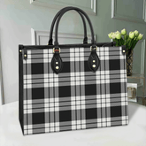 MacFarlane Black & White Tartan Leather Bag