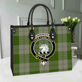 Cunningham Dress Green Dancers Tartan Crest Leather Bag