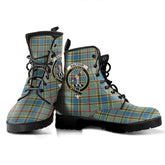 Balfour Blue Tartan Crest Leather Boots