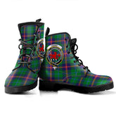 Young Modern Tartan Crest Leather Boots
