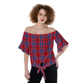 Wishart Dress Tartan Plaid Off-Shoulder Blouse