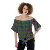 Stewart of Appin Hunting Modern Tartan Plaid Off-Shoulder Blouse
