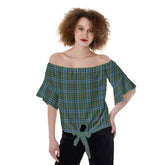 Ogilvie Hunting Ancient Tartan Plaid Off-Shoulder Blouse