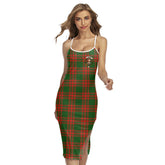 Menzies Green Modern Tartan Crest Back Cross Cami Dress