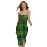 Wallace Hunting Green Tartan Crest Back Cross Cami Dress