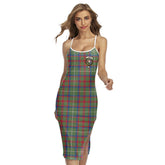 Shaw Green Modern Tartan Crest Back Cross Cami Dress