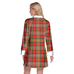 MacGill Modern Tartan Crest Lapel Shirt Dress Long Sleeve