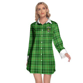 Galloway District Tartan Crest Lapel Shirt Dress Long Sleeve