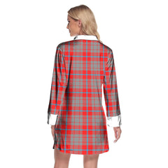 Moubray Tartan Crest Lapel Shirt Dress Long Sleeve