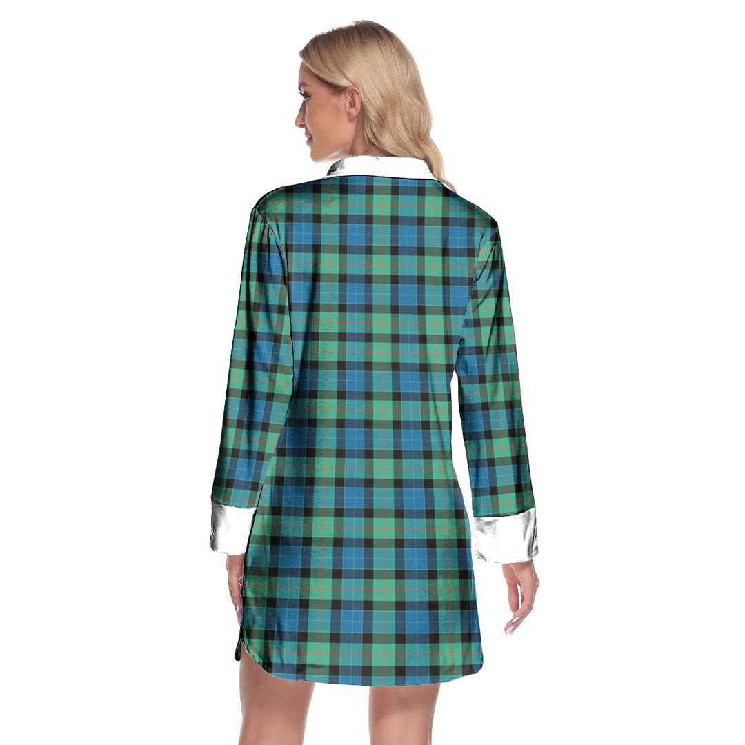 Gunn Ancient Tartan Crest Lapel Shirt Dress Long Sleeve
