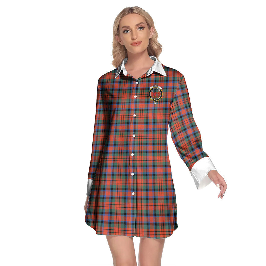 MacDuff Ancient Tartan Crest Lapel Shirt Dress Long Sleeve
