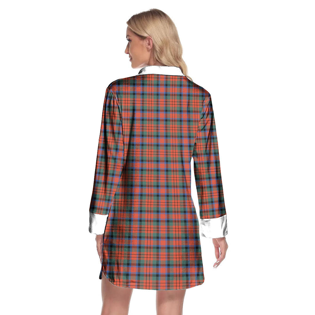 MacDuff Ancient Tartan Crest Lapel Shirt Dress Long Sleeve