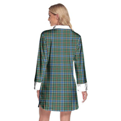 Ogilvie Hunting Ancient Tartan Crest Lapel Shirt Dress Long Sleeve