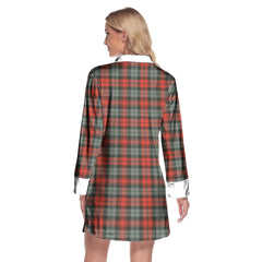 MacLachlan Weathered Tartan Crest Lapel Shirt Dress Long Sleeve
