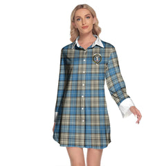 Napier Ancient Tartan Crest Lapel Shirt Dress Long Sleeve