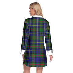 MacLeod of Harris Modern Tartan Crest Lapel Shirt Dress Long Sleeve