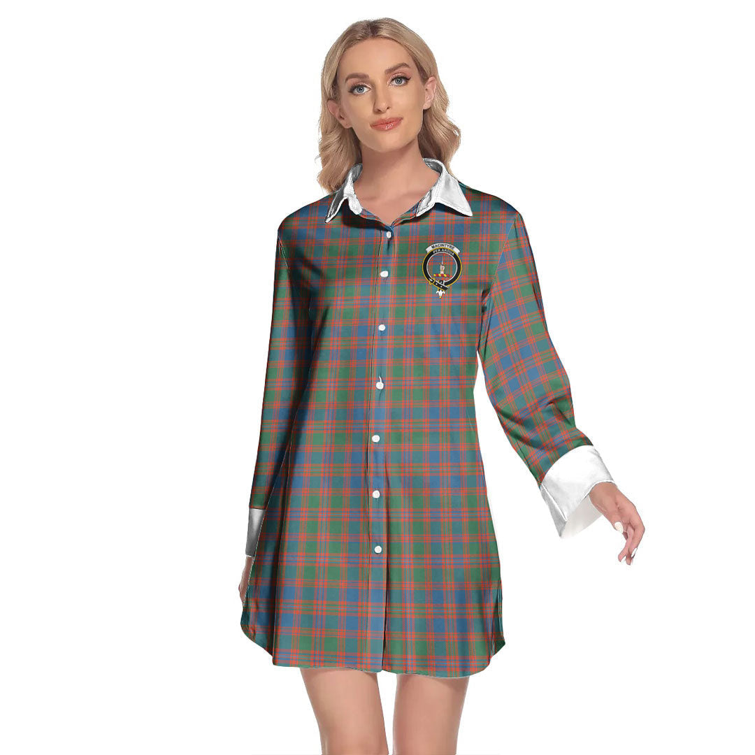MacIntyre Ancient Tartan Crest Lapel Shirt Dress Long Sleeve