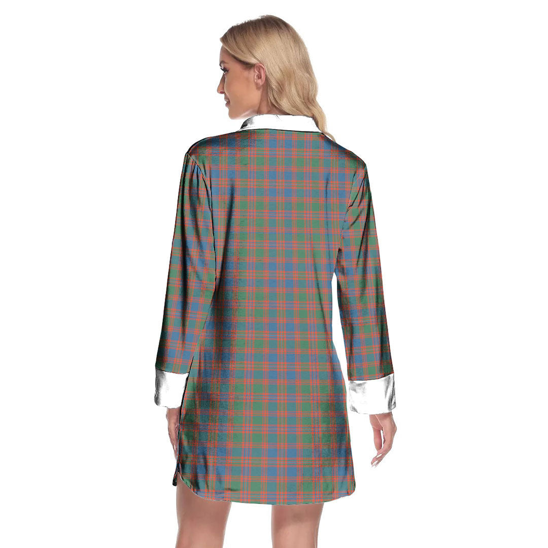 MacIntyre Ancient Tartan Crest Lapel Shirt Dress Long Sleeve