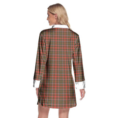 MacKintosh Hunting Weathered Tartan Crest Lapel Shirt Dress Long Sleeve