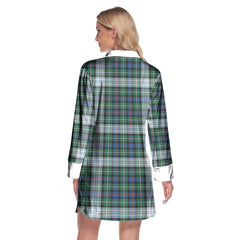 MacKenzie Dress Ancient Tartan Crest Lapel Shirt Dress Long Sleeve