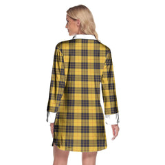 MacLeod of Lewis Ancient Tartan Crest Lapel Shirt Dress Long Sleeve