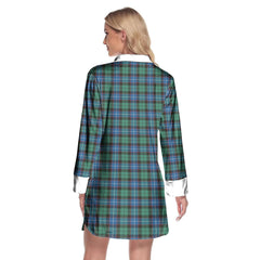 Hunter Ancient Tartan Crest Lapel Shirt Dress Long Sleeve