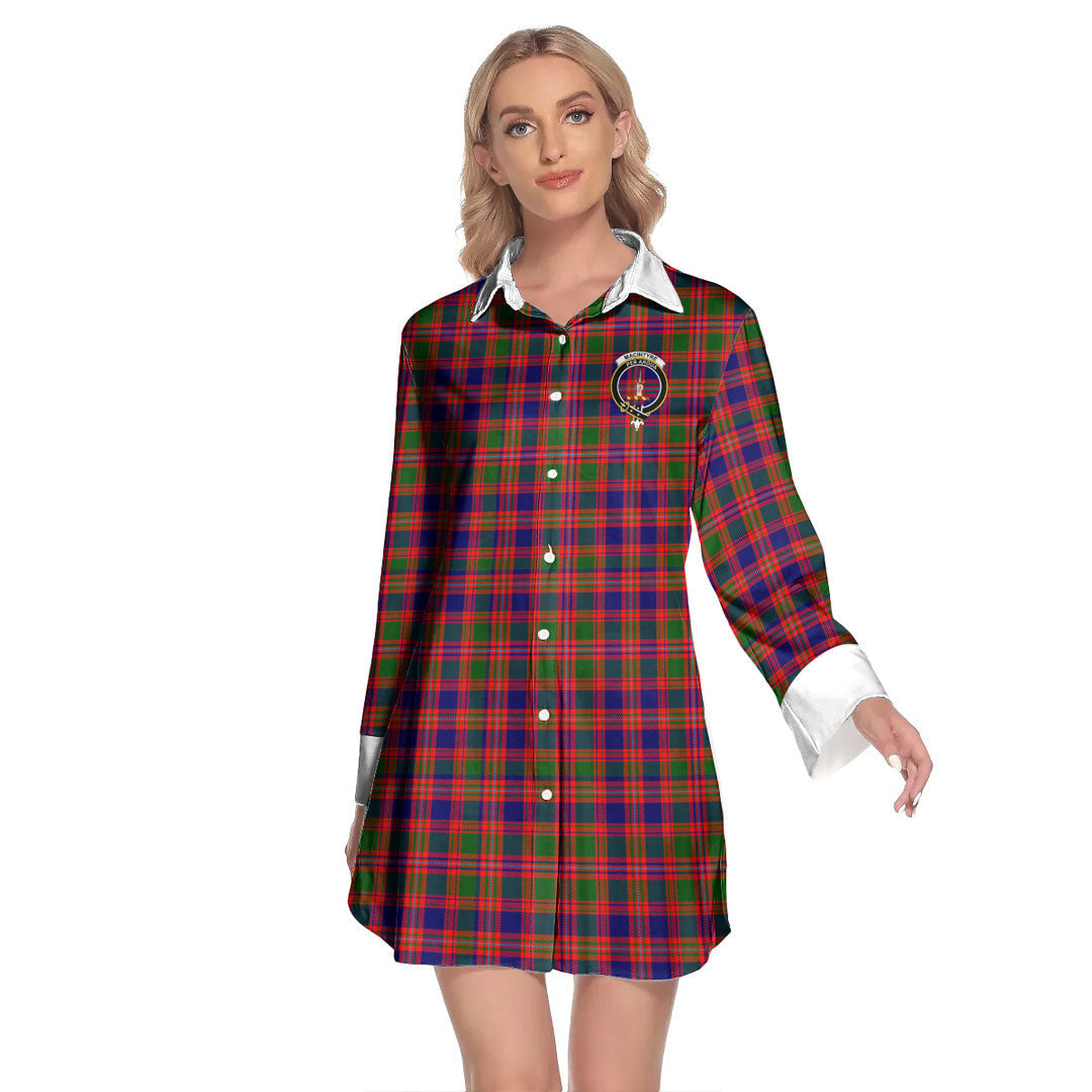MacIntyre Modern Tartan Crest Lapel Shirt Dress Long Sleeve
