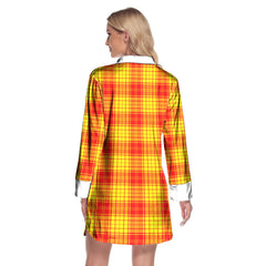 MacMillan Tartan Plaid Tartan Crest Lapel Shirt Dress Long Sleeve