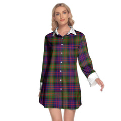 MacDonnell of Glengarry Modern Tartan Plaid Lapel Shirt Dress Long Sleeve