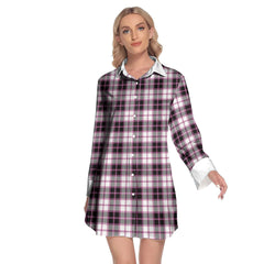 MacPherson Hunting Modern Tartan Plaid Lapel Shirt Dress Long Sleeve