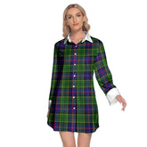 Forsyth Modern Tartan Plaid Lapel Shirt Dress Long Sleeve