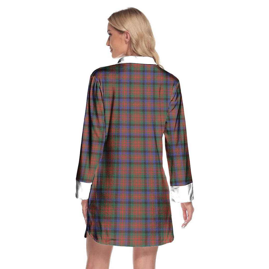 MacDuff Hunting Modern Tartan Plaid Lapel Shirt Dress Long Sleeve