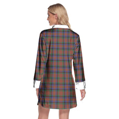 MacDuff Hunting Modern Tartan Plaid Lapel Shirt Dress Long Sleeve