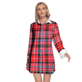Aberdeen District Tartan Plaid Lapel Shirt Dress Long Sleeve