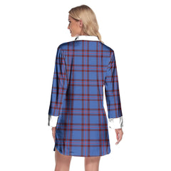 Elliot Modern Tartan Plaid Lapel Shirt Dress Long Sleeve