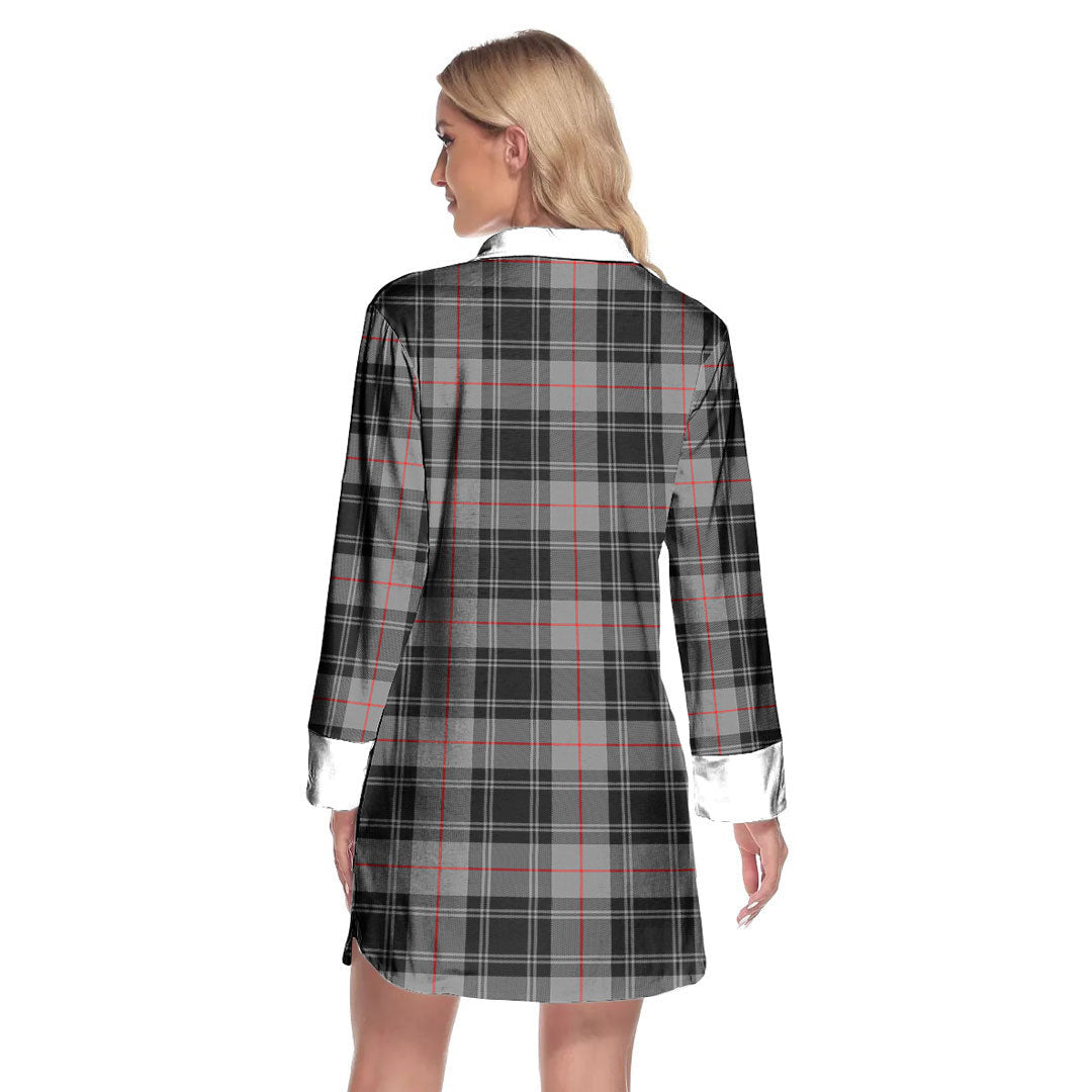 Moffat Modern Tartan Plaid Lapel Shirt Dress Long Sleeve