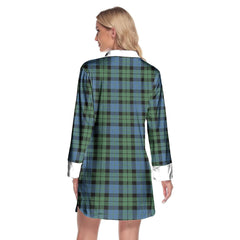 MacKay Ancient Tartan Plaid Lapel Shirt Dress Long Sleeve