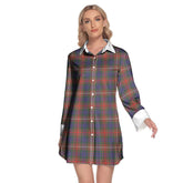 Fraser Hunting Modern Tartan Plaid Lapel Shirt Dress Long Sleeve