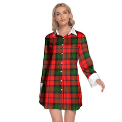 Kerr Modern Tartan Plaid Lapel Shirt Dress Long Sleeve