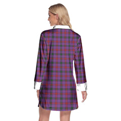 Montgomery Modern Tartan Plaid Lapel Shirt Dress Long Sleeve