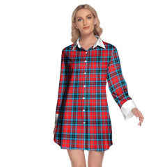 MacTavish Modern Tartan Plaid Lapel Shirt Dress Long Sleeve