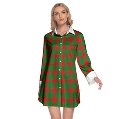 Middleton Modern Tartan Plaid Lapel Shirt Dress Long Sleeve
